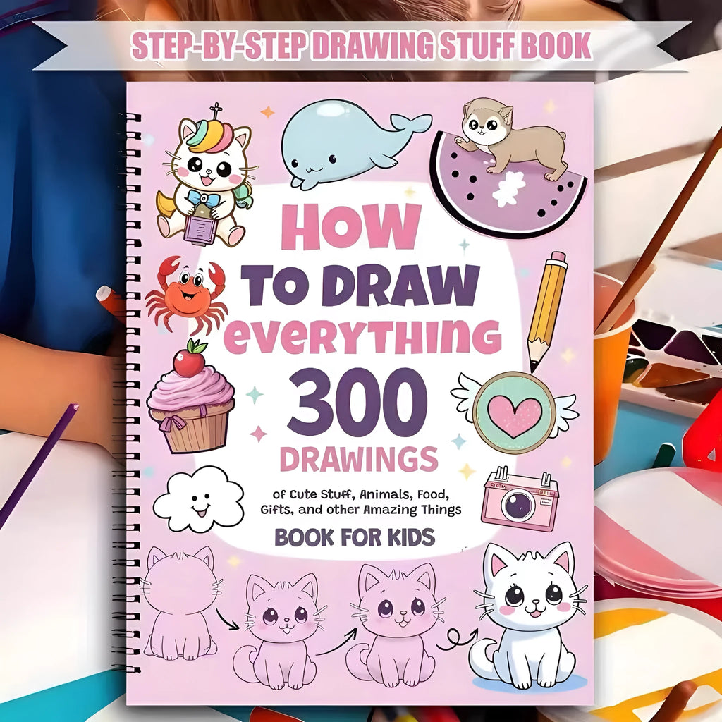 Children's how to draw everything painting book with decomposition drawing cover and coated paper pages