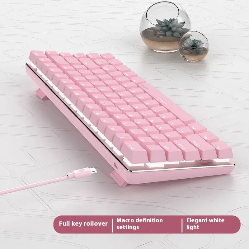 82-key mechanical gaming keyboard with RGB backlight on metal frame
