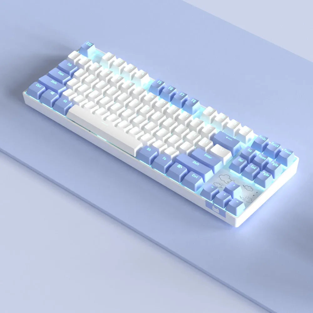 Wireless Bluetooth mechanical keyboard with metal board in blue or purple colour options