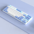 Wireless Bluetooth mechanical keyboard with metal board in blue or purple colour options