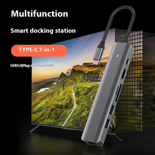 LQT-LH07 7-in-1 card reader PD computer hub with customisable logo printing option