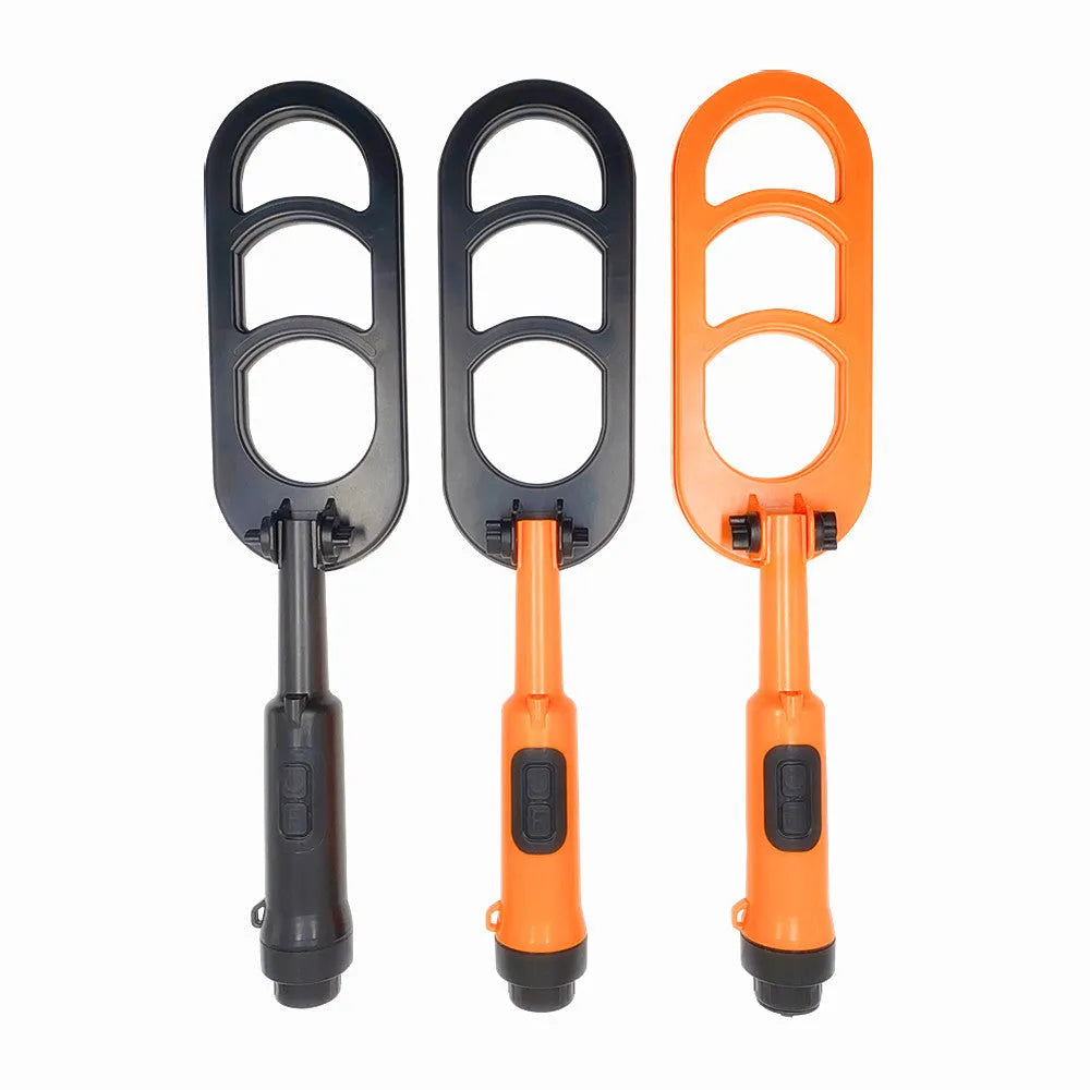SHRXY Q20 folding metal detector in black and orange with retractable handle and 10x4 inch coil
