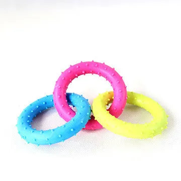 Rubber three-chain dog bite-resistant molar toy made from TPR material for pet dental health