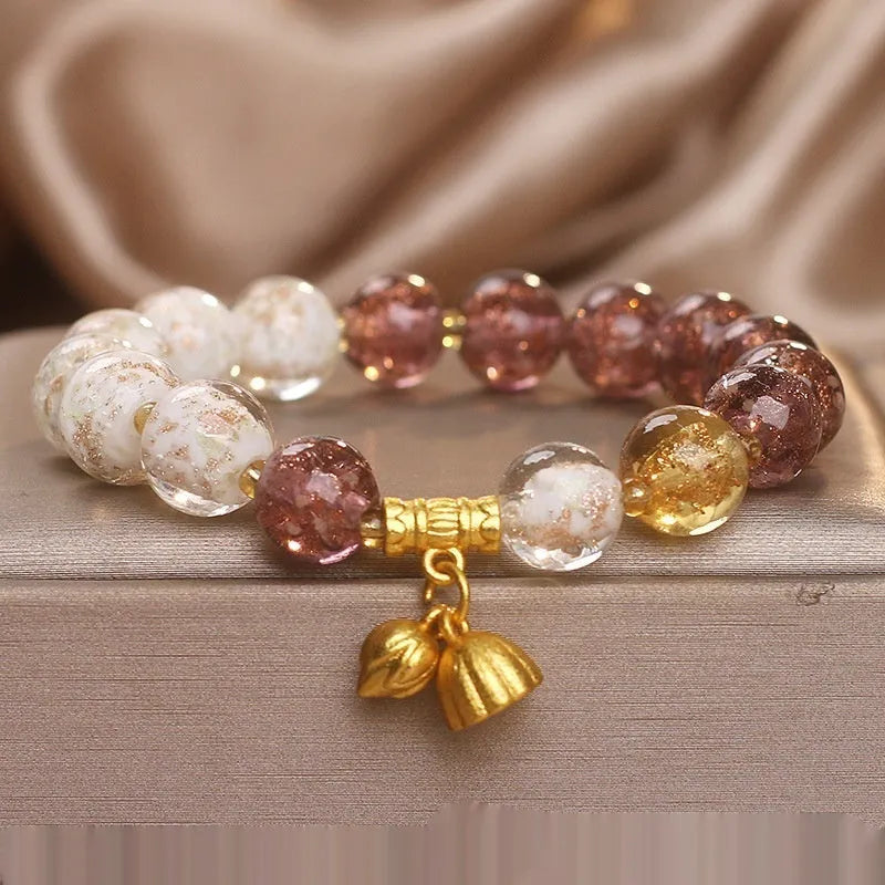 New Chinese style purple luminous glazed crystal bracelet for women fresh sweet style