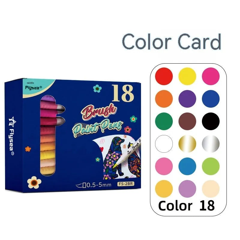 Set of soft tip gouache paint marker pens for hand lettering and acrylic art projects