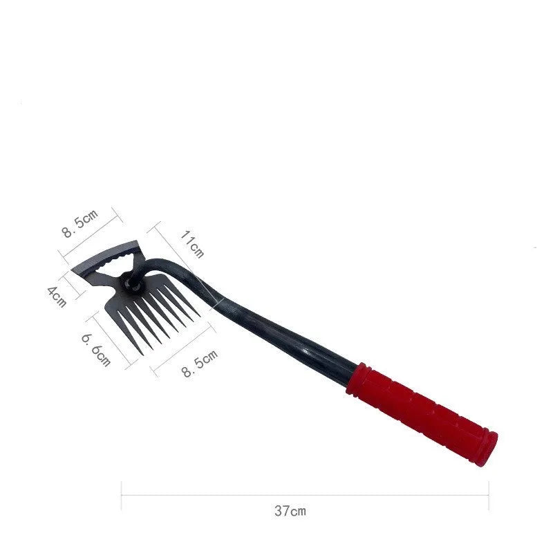 Alloy steel dual-purpose gardening hoe rake tool with multiple tooth specifications
