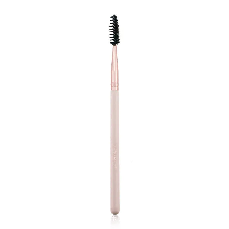 26 pink-handled makeup brushes with wool bristles in a PU travel case