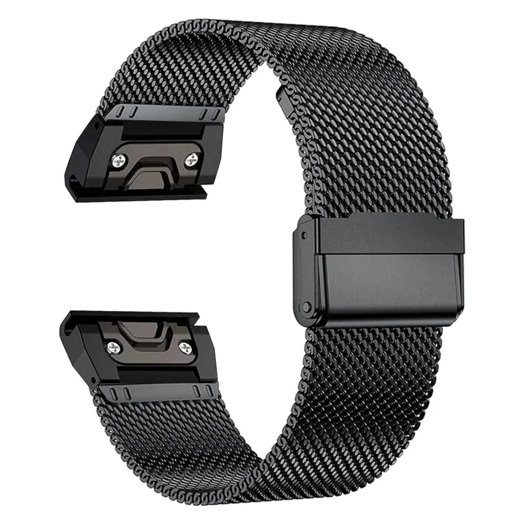 Stainless steel card-style replacement strap for Garmin Fenix watches in silver colour