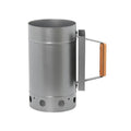 Zinc-iron alloy bamboo charcoal fire barbecue oven igniter with carbon bucket design on a patio.