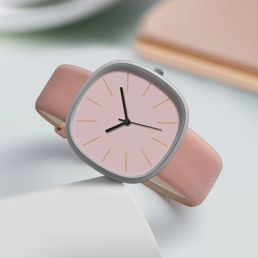 Square silicone strap watch, 10mm thick, organic glass mirror, stainless steel bottom, pin buckle, five colours