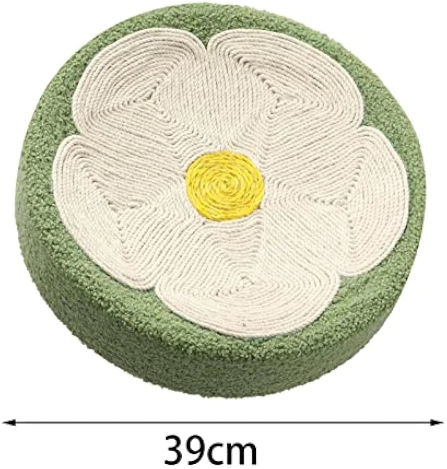 Green sisal cat scratcher bowl lounge bed measuring 39cm across.