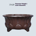 Square purple-red antique succulent pot, 37cm wide, made from breathable purple sand clay.