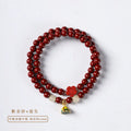 Purple gold sand hand-woven bracelet with 6mm beads in double circle design featuring lotus seedpod elements