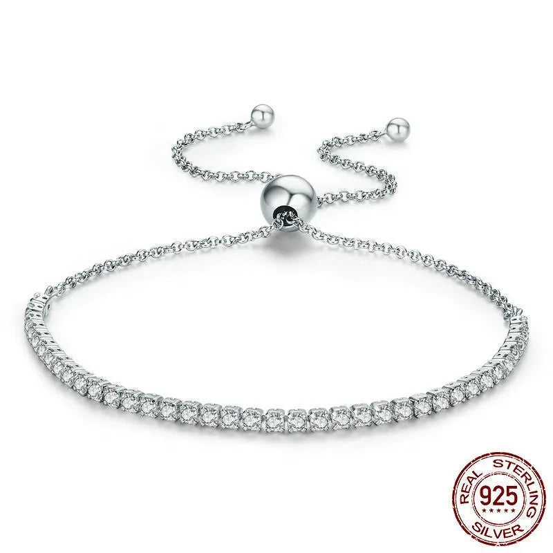 Star Shining Bracelet in silver with platinum finish and zircon stone, 27cm length