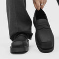 Hong Kong style thick-soled leather shoes for men with square toe, rubber sole, and microfiber lining, sizes 38-46