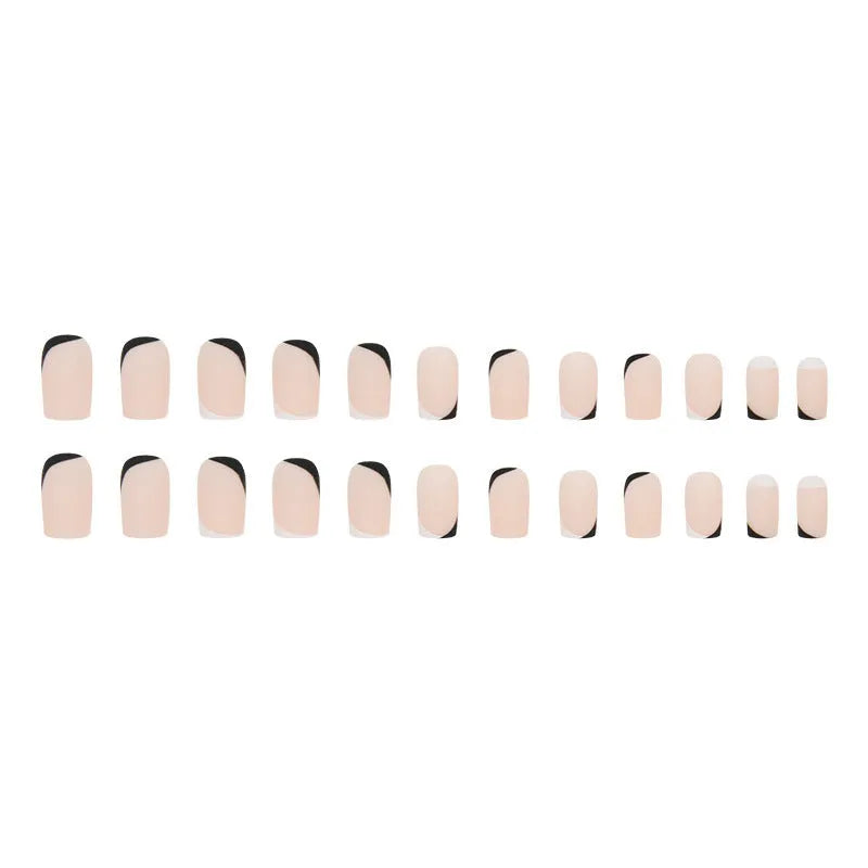 Black and white frosted reusable gel nail manicure set with 22 pieces.