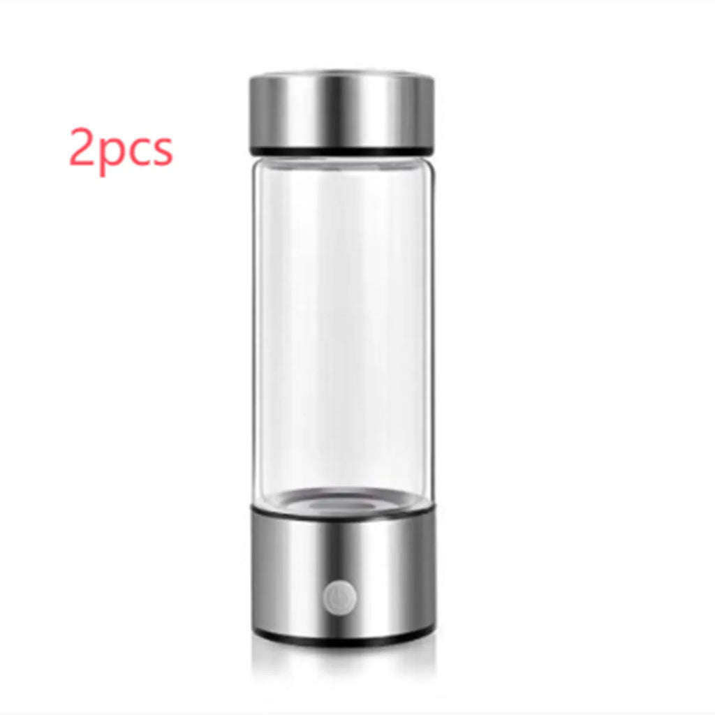 Rechargeable hydrogen water bottle generator in black with borosilicate glass and 401-500ml capacity
