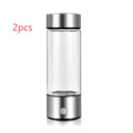 Rechargeable hydrogen water bottle generator in black with borosilicate glass and 401-500ml capacity