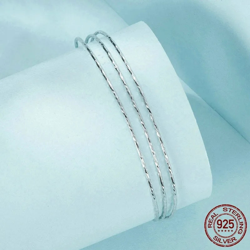 Simple multi-layer 925 sterling silver open-ended bracelet electroplated finish SCB273 colour