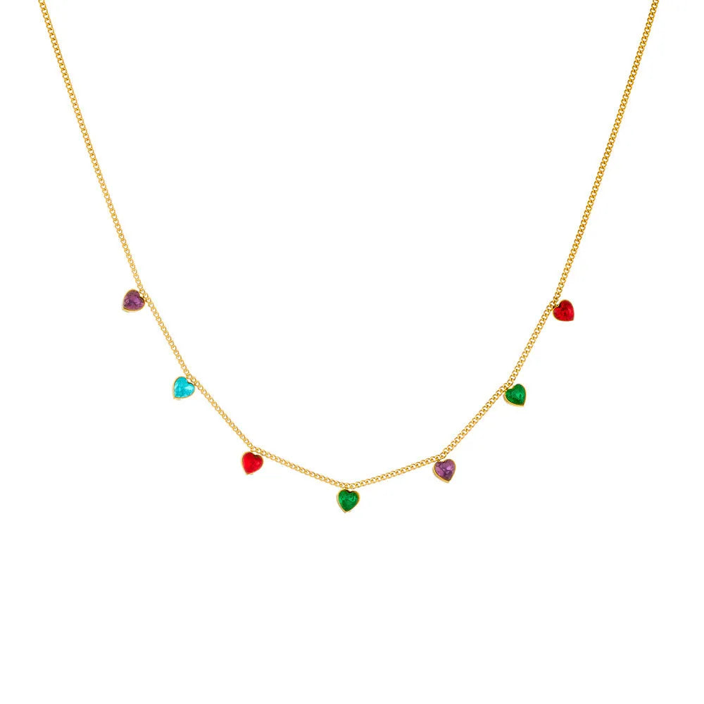 Women's gold heart necklace on stainless steel chain with adjustable 41-50cm length