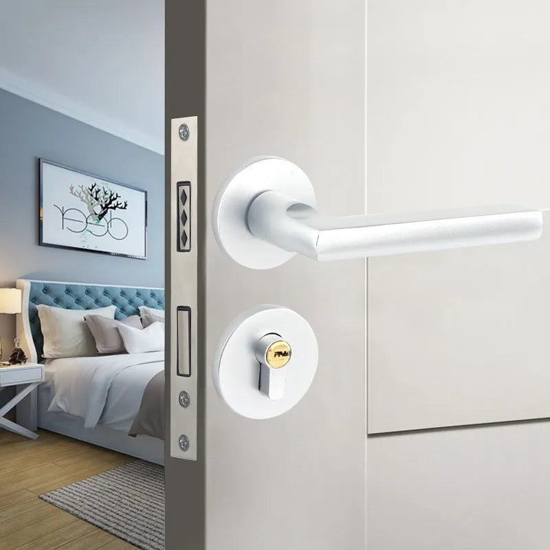 Household indoor split magnetic door lock handle for timber doors with aluminium alloy construction