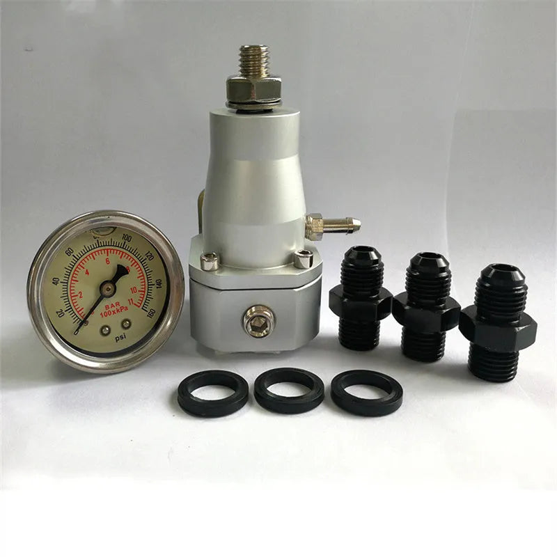 Black CNC aluminium fuel pressure regulator with adjustable 30-70psi range for car accessories