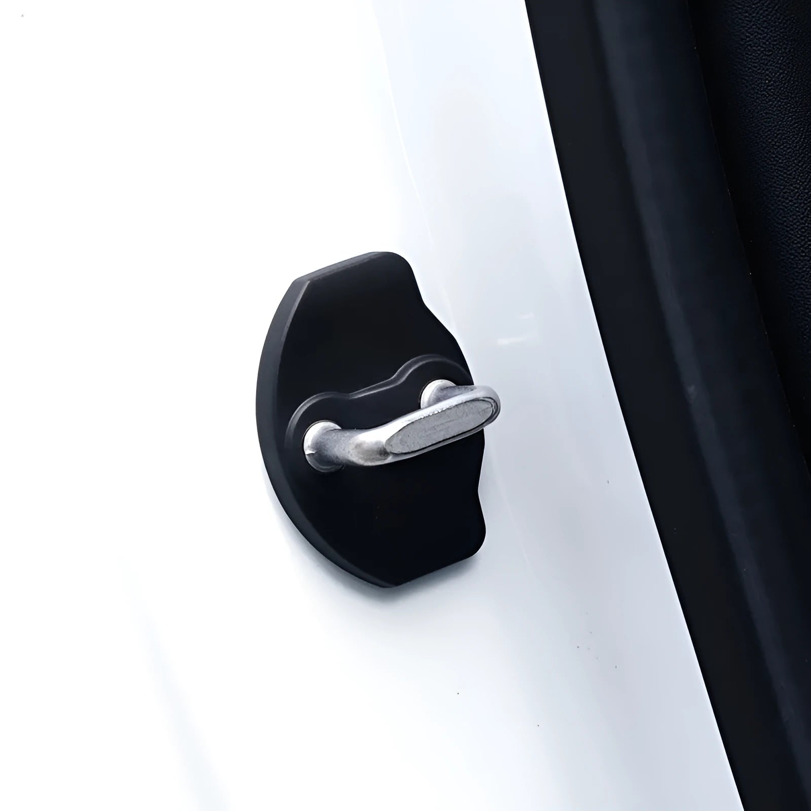 Black ABS door lock protection cover set with two latch shells and four limiter shells