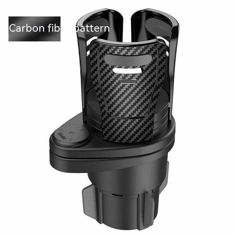 Car cup holder modification with carbon fibre pattern in matte black for centre console installation