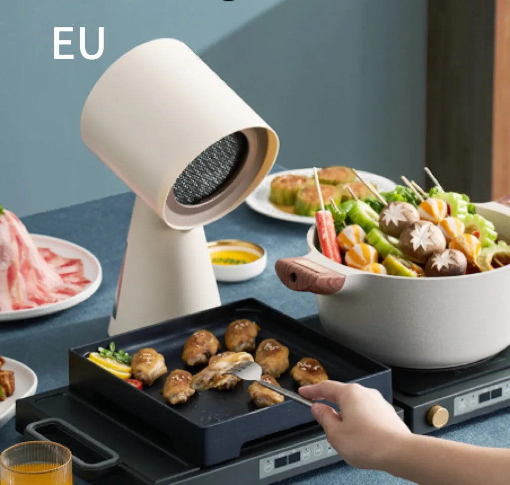Desktop exhaust hood in black stainless steel for barbecue and hot pot use