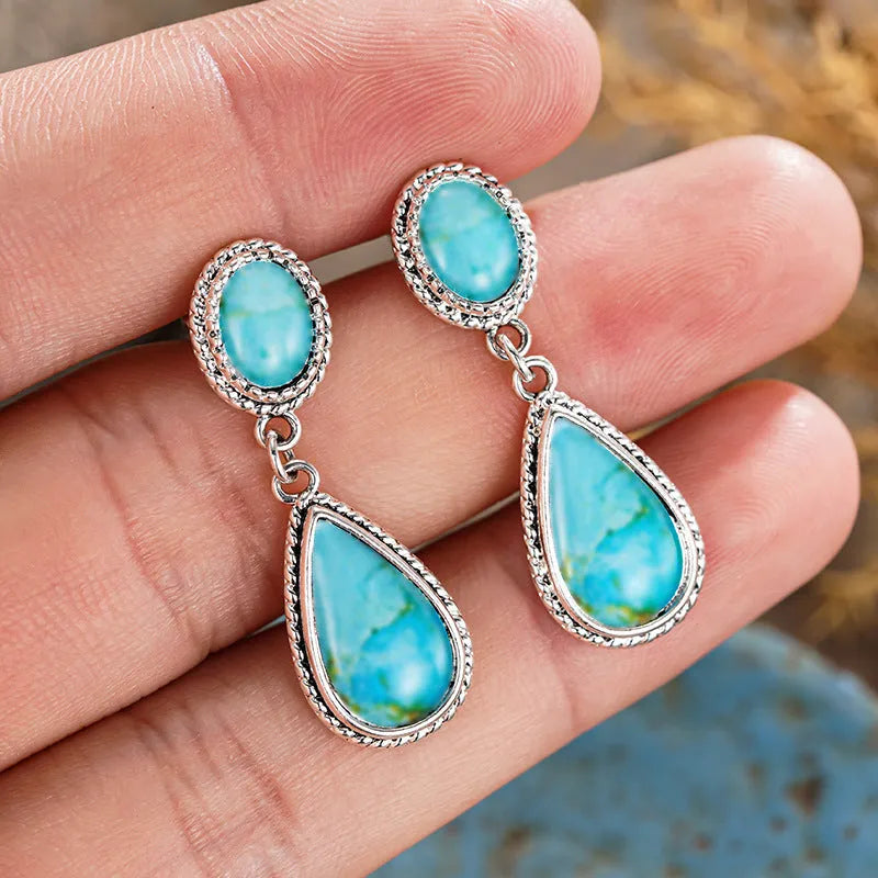 Classical Temperament Water Drop Earrings for women white gold colour copper drop shape geometric Chinese style