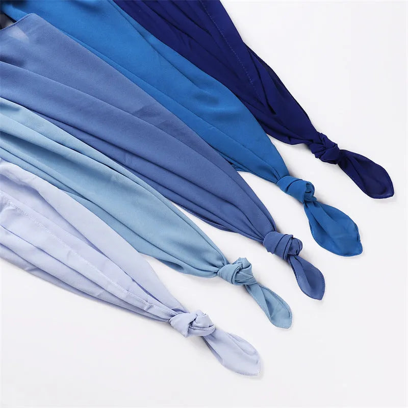 Solid colour pearl chiffon scarf 70cm x 180cm for daily head covering, hijab, or shawl use