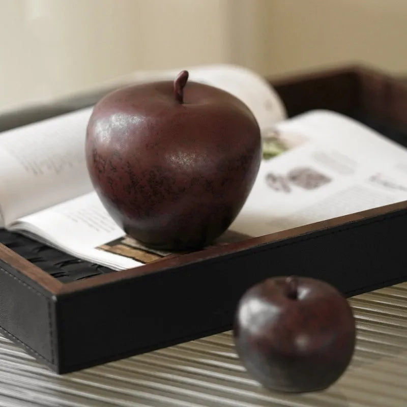 Retro Chinese ceramic apple ornament desktop decoration in large or small size