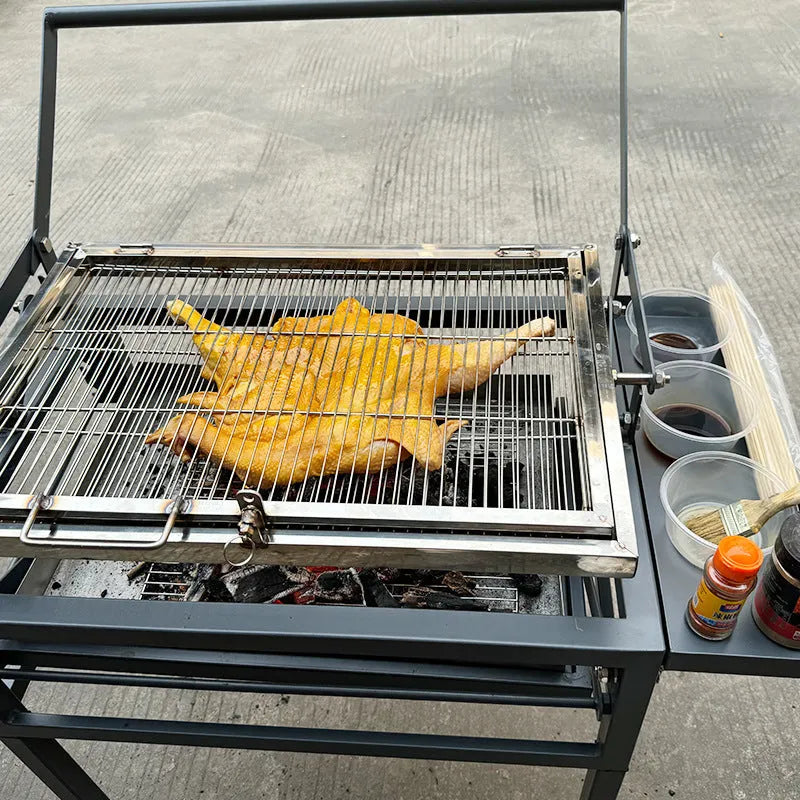 Large foldable charcoal grill oven for outdoor garden BBQ cooking