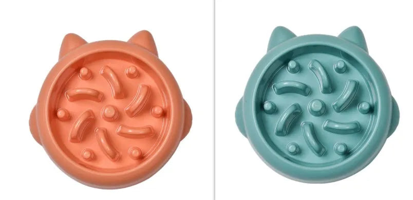 Green bone-shaped slow feeder bowl for dogs and cats with interior ridges