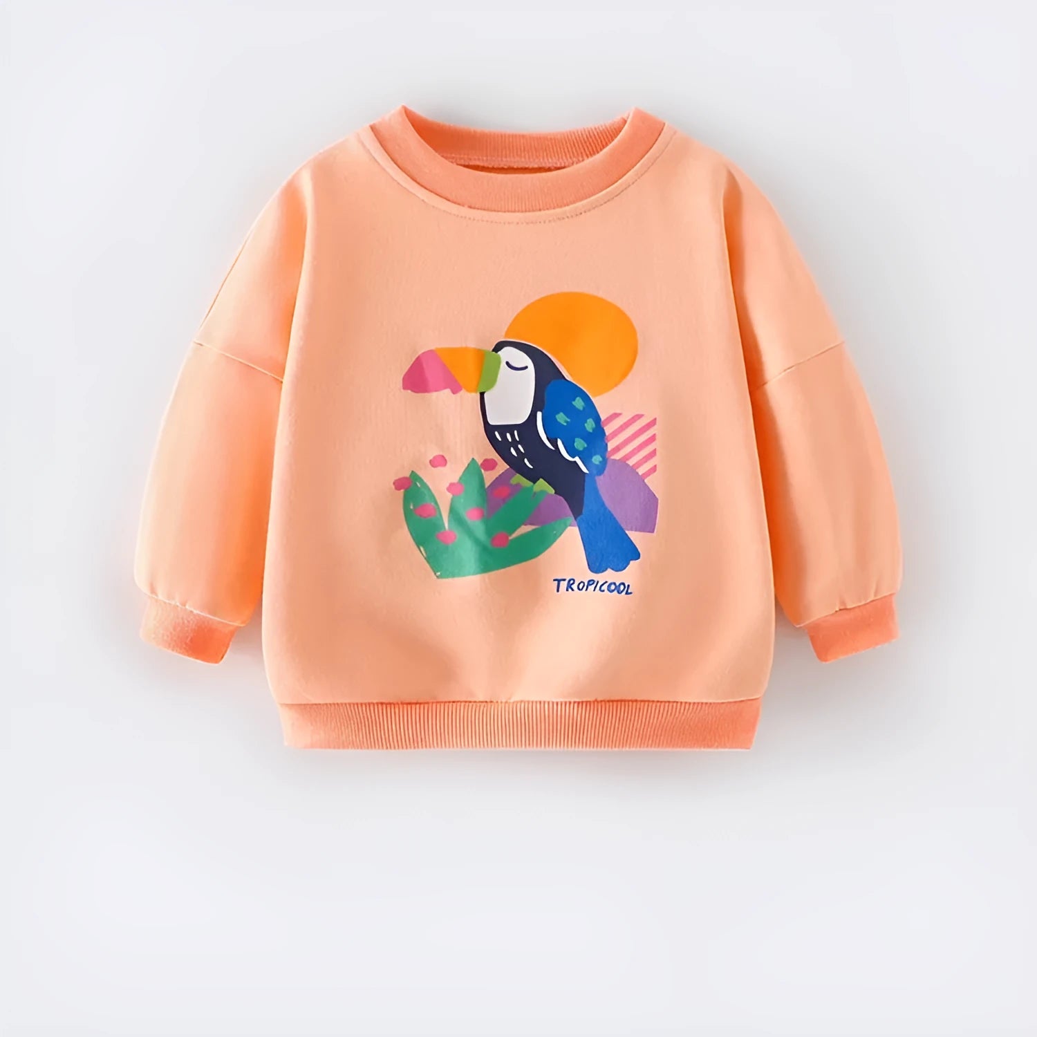 Girls' 100% cotton pullover sweater coat with cartoon animal print in colour 2114021