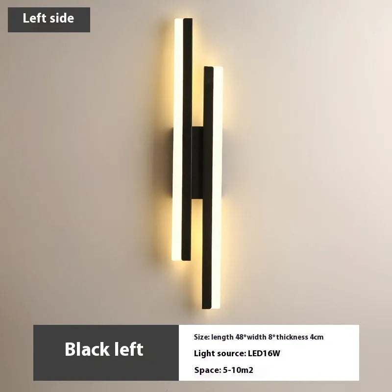 Minimalist Scandinavian-style LED wall light with acrylic shade in black or gold finish