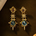 Gold retro geometry stud earrings with diamond cut treatment on alloy material
