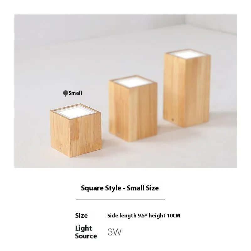 Wood colour surface mounted downlight in round or square shape for corridor ceiling installation