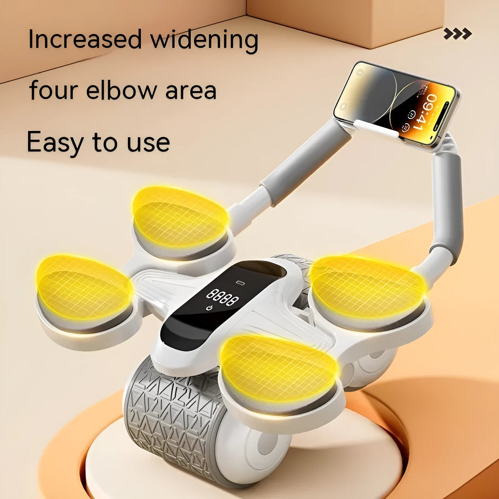 White belly roller fitness equipment with LED timing display screen