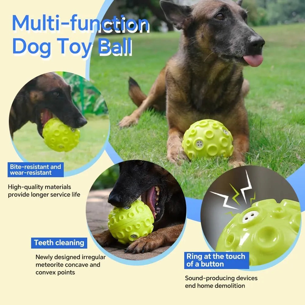 Colourful durable rubber dog toy ball with a bumpy texture for aggressive chewers.