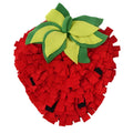 Red strawberry-shaped snuffle mat for dogs and cats as a slow feeder foraging toy.