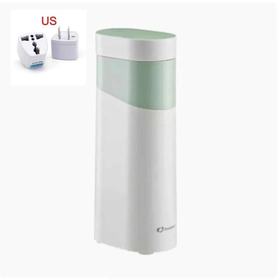 Desktop instant water dispenser with nano heating film in black or green colours showing compact design