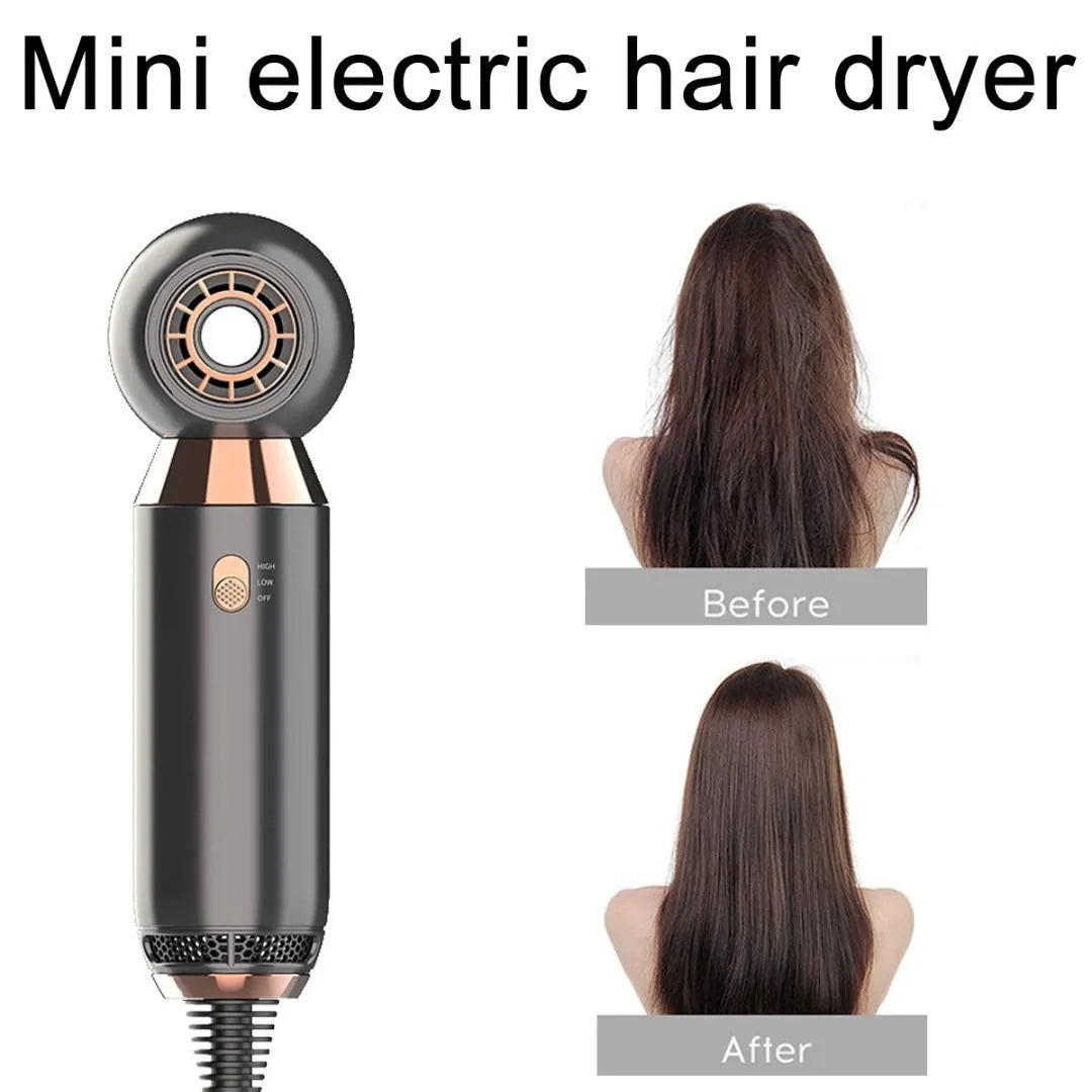 Compact white hair dryer with concentrator diffuser attachment showing 20cm length