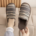 Household cotton slippers with linen surface in Red Flower colour and PVC sole, size 27cm.
