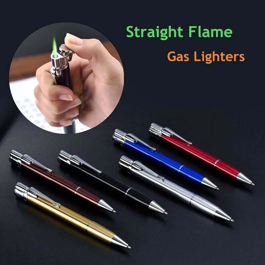 Metal pen jet lighter with windproof flame in six colour options