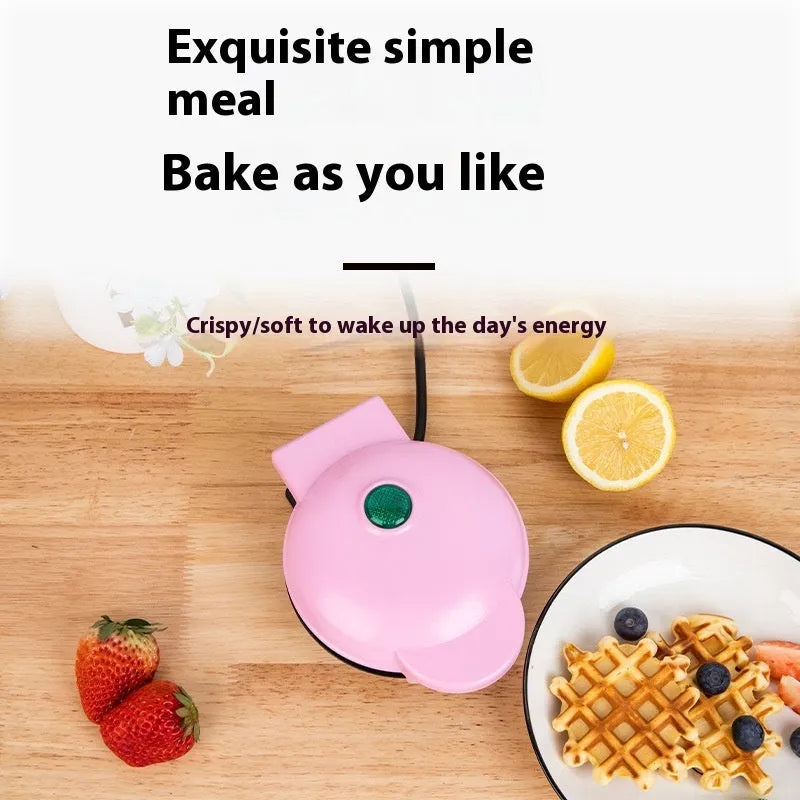 Mini waffle machine electric breakfast maker 16.5x8.5x12.5cm in white pink black red or green