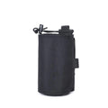 Adjustable outdoor bottle cover for thermal flasks in oxford cloth, shown in black.