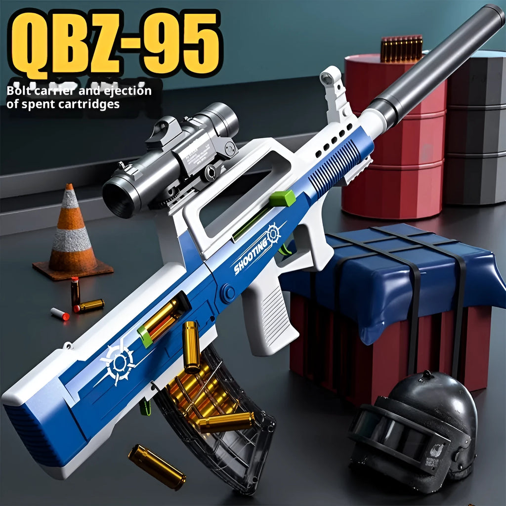 Assault rifle hand pull can launch simulation toy gun in blue plastic