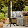 Vertical iron wood burning rocket furnace courtyard heating stove with decorative design