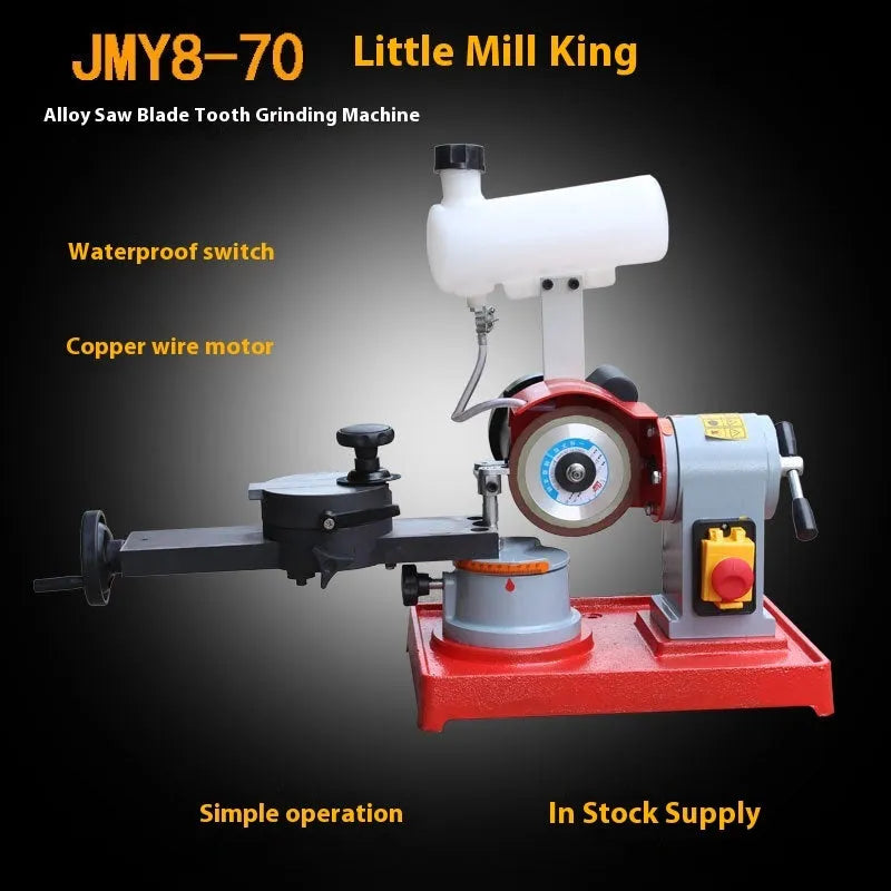 Manual woodworking sharpening machine for alloy circular saw blades on workbench